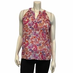 ANTIBES BLANC Paisley Tunic Tank Top Medium Floral Multicolor Summer Boho